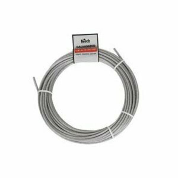 Koch Industries Koch Aircraft Cable, 1/8 in Dia, 50 ft L, 340 lb Working Load, Galvanized A40124